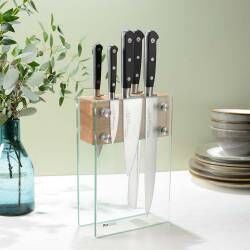 Secondary image for image of Professional X50 Chef Knife Set 5 Piece and Magnetic Glass Block