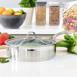 Secondary image for image of Professional Stainless Steel Saute Pan & Lid 28cm / 4.2L