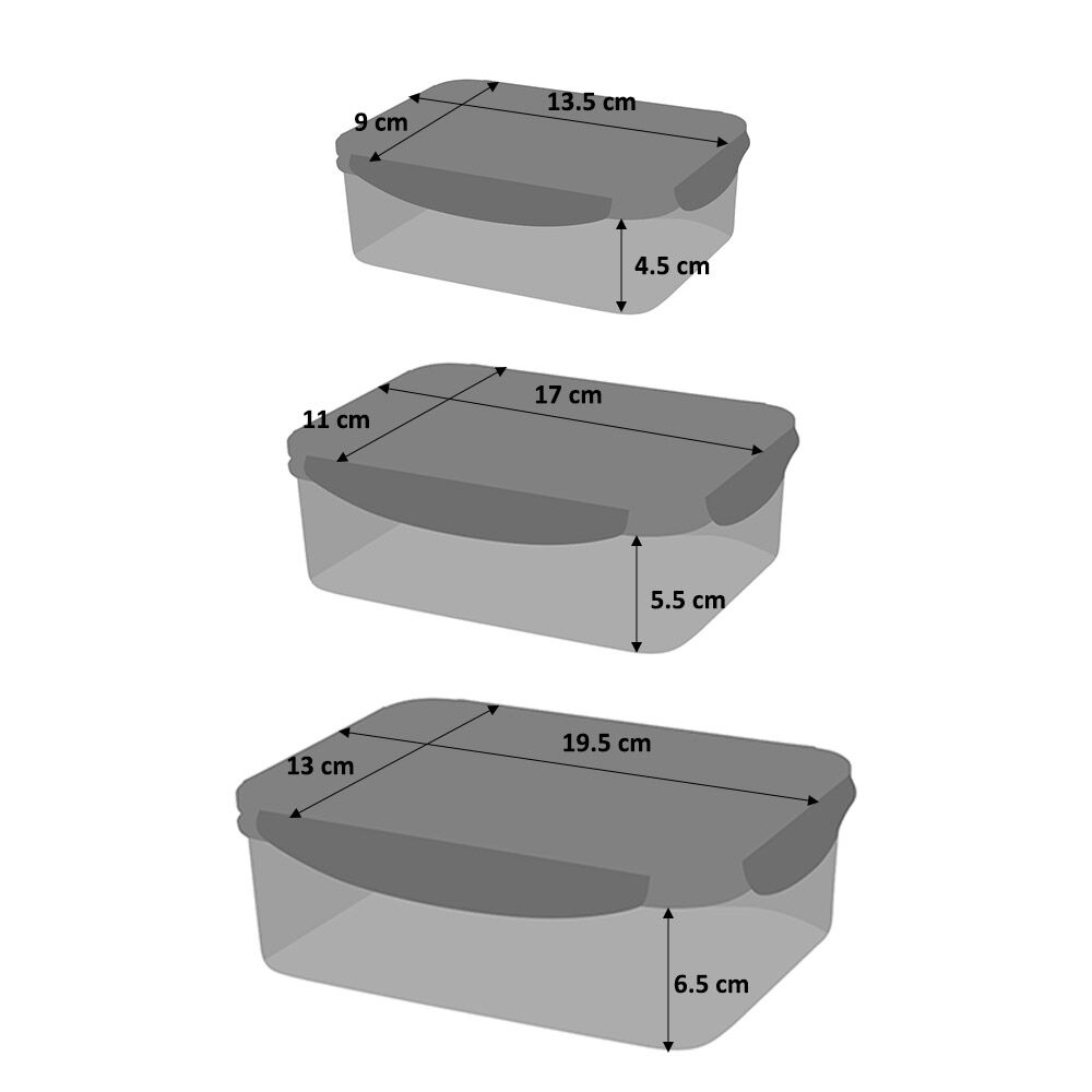 Lock & Fresh Airtight Storage Set 3 Piece Rectangular Food Storage