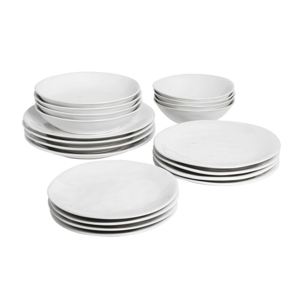 Malmo White Teardrop Dinner Set 12 Piece 4 Settings with Cereal Bowls