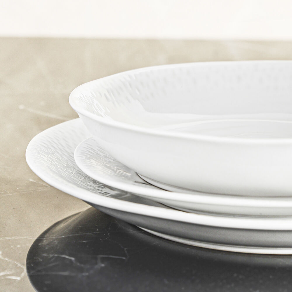 Malmo White Teardrop Dinner Set 12 Piece - 4 Settings with Pasta Bowls ...