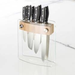 Professional X50 Micarta Knife Set - 8 Piece and Glass Block