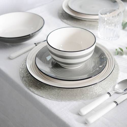 Coastal Grey Stoneware Dinner Set - Two x 16 Piece - 8 Settings - S2477