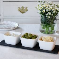 Main image for image of Porcelain and Slate Dip Serving Set 3 Piece