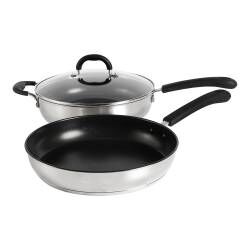 Gourmet Stainless Steel Saute and Frying Pan Set - 2 Piece