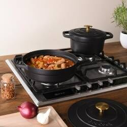 Secondary image for image of Cast Iron Casserole Dish Set 20cm and 24cm Matte Black