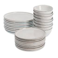 Oslo Rim Stoneware Dinner Set with Cereal Bowls - Two x 12 Piece - 8 Settings