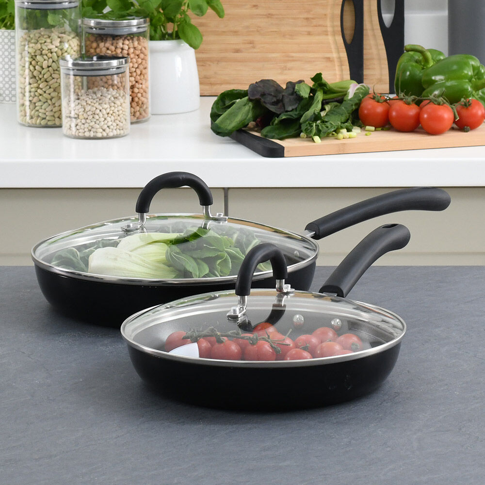 Gourmet Non-Stick Frying Pan with Lid Set 24cm and 28cm