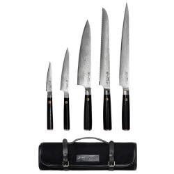Damascus 67 Knife Set - 5 Piece and Canvas Knife Case