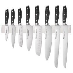 Professional X50 Micarta Knife Set - 8 Piece and Magnetic Stainless Steel Knife Rack