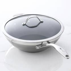 Professional Stainless Steel Wok with Lid - 30cm