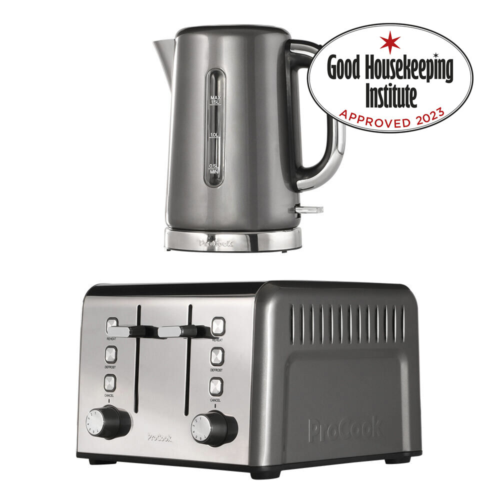 Gun Metal Kettle and Toaster Set 4 Slice | ProCook