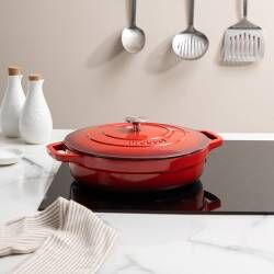 Secondary image for image of Cast Iron Casserole Dish 28cm / 3.9L Shallow Graduated Red