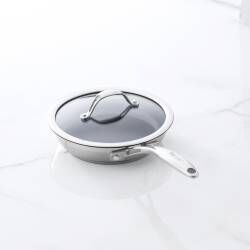 Professional Stainless Steel Frying Pan with Lid - 20cm