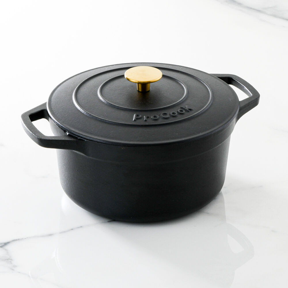 Cast Iron Casserole 24cm / 4.7L Round Matte Black | Cast Iron Cookware ...