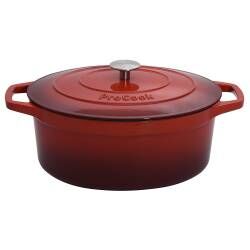 Main image for image of Cast Iron Casserole Dish 30cm / 6.2L Oval Graduated Red