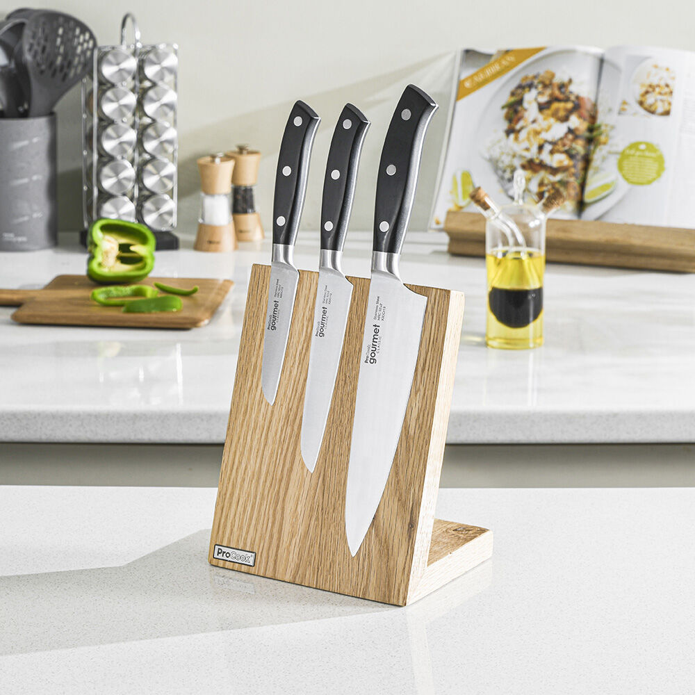 Gourmet Classic Knife Set 3 Piece and Magnetic Block
