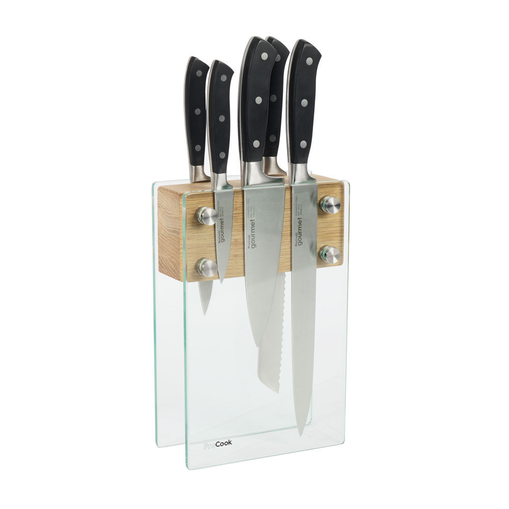 Gourmet X30 Knife Set 5 Piece and Glass Block