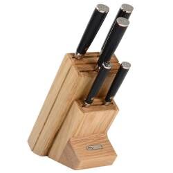 Damascus 67 Knife Set - 5 Piece and Wooden Block