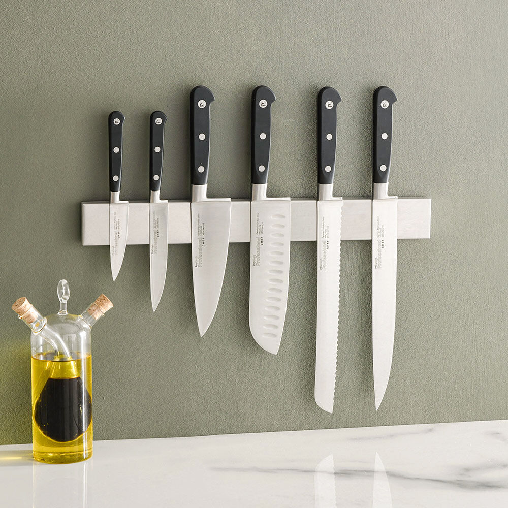 Professional X50 Chef Knife Set 6 Piece and Magnetic Stainless Steel Knife Rack