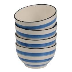 Coastal Stoneware Blue Cereal Bowl - Set of 4 - 14cm