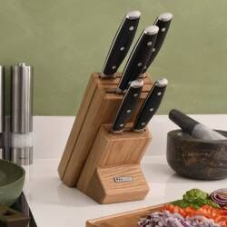 Secondary image for image of Elite AUS10 Knife Set 5 Piece and Wooden Block