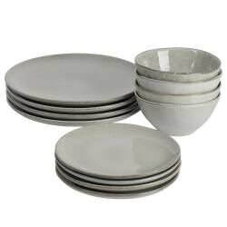 Oslo Coupe Stoneware Dinner Set with Cereal Bowls - 12 Piece - 4 Settings