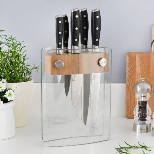 Professional X50 Knife Set 5 Piece and Glass Block