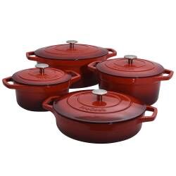 Main image for image of Cast Iron Casserole Dish Set 4 Piece Graduated Red