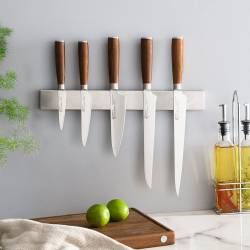 Secondary image for image of Nihon X50 Knife Set 5 Piece and Magnetic Stainless Steel Knife Rack