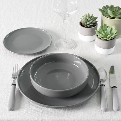 Stockholm Slate Stoneware Dinner Set With Pasta Bowls