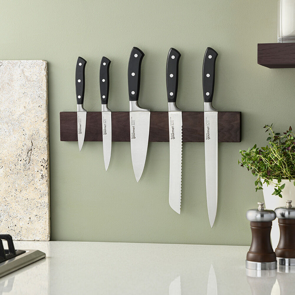 Gourmet X30 Knife Set 5 Piece and Magnetic Ash Knife Rack