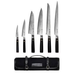 Damascus 67 Knife Set - 6 Piece and Canvas Knife Case