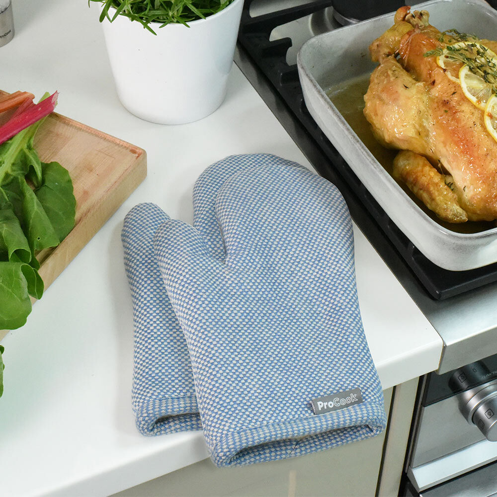ProCook Oven Glove Pair Blue and Biscuit