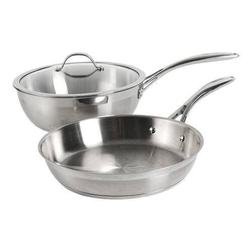 Professional Stainless Steel Sauteuse and Frying Pan Set