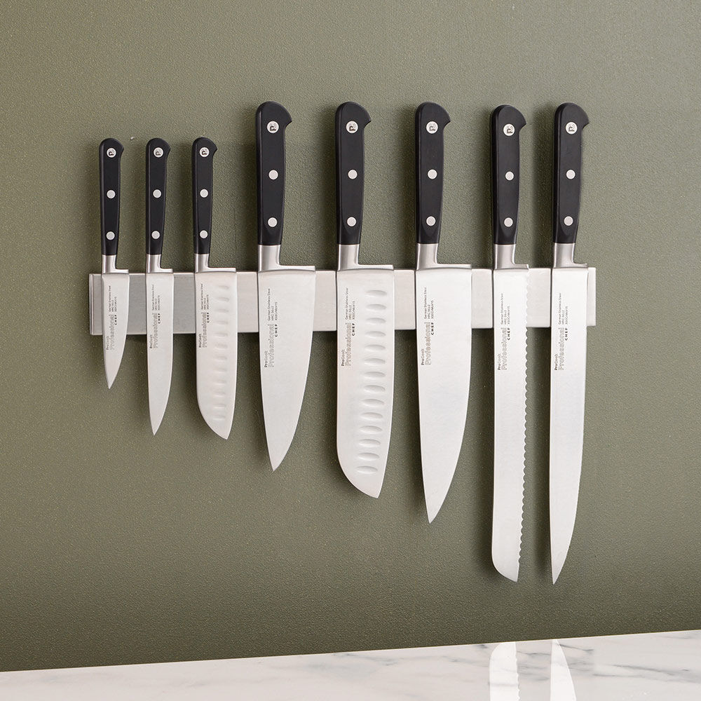 Professional X50 Chef Knife Set 8 Piece and Magnetic Stainless Steel Knife Rack