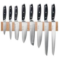 Elite AUS8 Knife Set - 8 Piece and Magnetic Oak Knife Rack