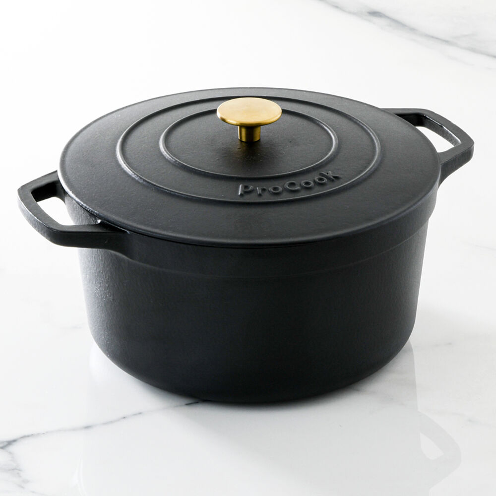 Cast Iron Casserole 28cm / 7.3L Round Matte Black | Cast Iron Cookware ...