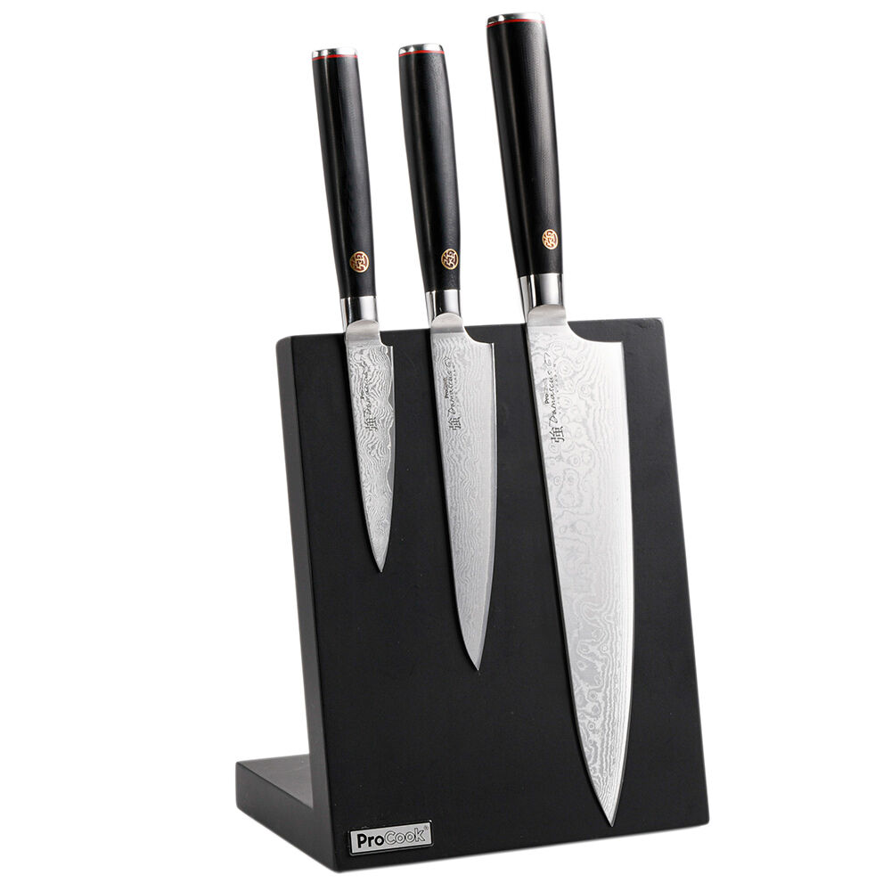 Damascus 67 Knife Set 3 Piece and Black ProCook