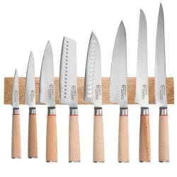Nihon X50 Knife Set - 8 Piece and Magnetic Oak Knife Rack