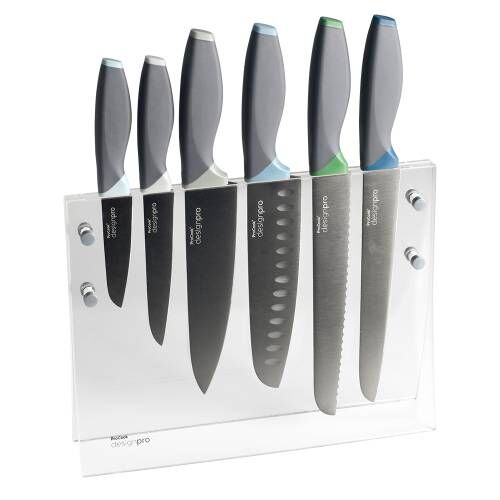 Designpro Titanium Knife Set with Clear Flared Acrylic Block