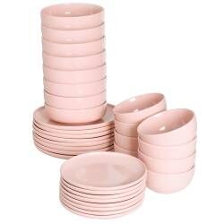 Stockholm Pink Stoneware Dinner Set - Two x 16 Piece - 8 Settings