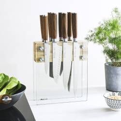 Secondary image for image of Nihon X50 Knife Set 8 Piece and Magnetic Glass Block