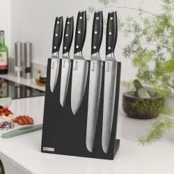 Secondary image for image of Elite AUS10 Knife Set 5 Piece and Black Magnetic Block