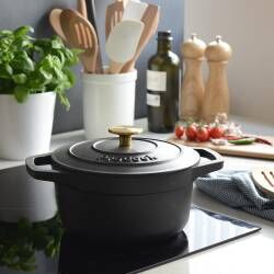 Secondary image for image of Cast Iron Casserole Dish 20cm / 2.7L Round Matte Black