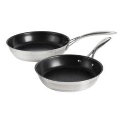 Professional Stainless Steel Frying Pan Set - 24 and 28cm