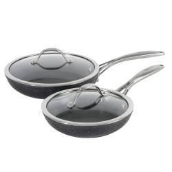 Professional Granite Frying Pan with Lid Set - 20cm and 24cm