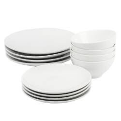 Antibes Porcelain Dinner Set with Cereal Bowls - 12 Piece - 4 Settings