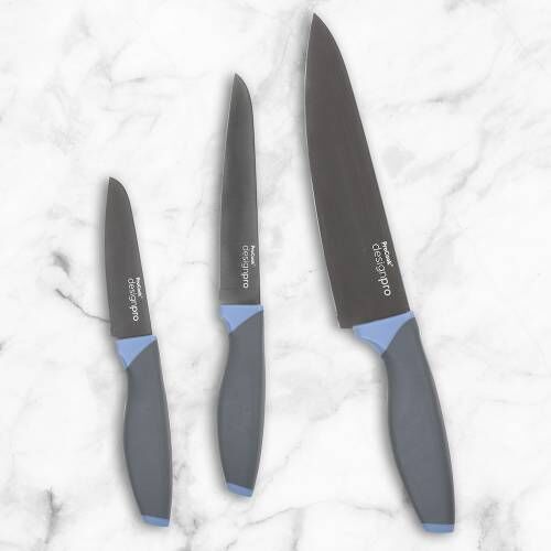 Designpro Titanium Knife Set - 3 Piece Blue - 7069