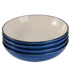 Coastal Stoneware Blue Pasta Bowl - Set of 4 - 20cm